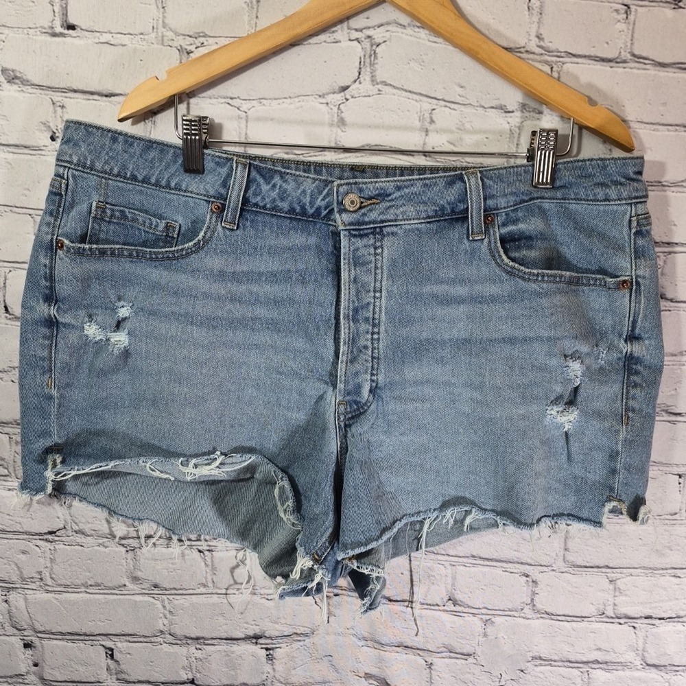 Old Navy Jean Shorts Womens Plus 20 OG Straight High-Rise Distressed Button Fly